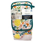 Wholesale - 5pk FLORAL LEMONS PRINTED KITCHEN SET C/P 60, UPC: 073558814122